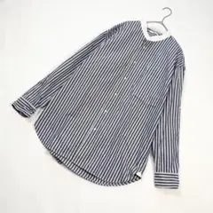 【美品】ユニクロ +J スーピマコットンオーバーサイズスタンドカラーシャツ L