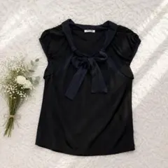 MIU MIU ミュウミュウ シルク100% 半袖ブラウス ブラックサイズ40 