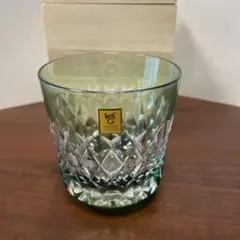 KAGAMI CRYSTAL ロックグラス グリーン 日本相撲協会刻印入り