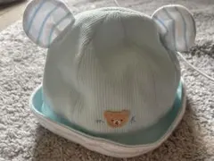 ミキハウス　クマ耳付きベビー帽子 SSサイズ 水色
