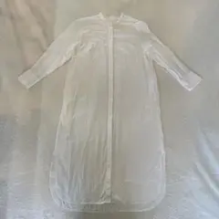 23区 コットン100% バンドカラー ロングシャツワンピース ホワイト 38のサムネイル