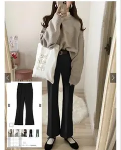 GRL フロントタックフレアパンツ[k8360t] ブラウン