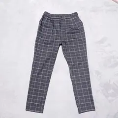 3006y美品 エヴァムエヴァ ウールグレンチェックサルエルパンツ グレー エニィファム|グレンチェック カジュアルパンツ【2】ウエストゴム 綺麗
