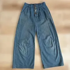ワイドデニムパンツ コットン100% レディースのサムネイル