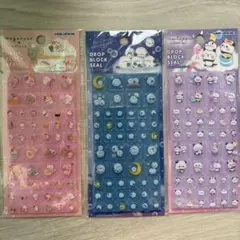 ★新品【3枚セット】タイルみたいなシール★ドロップブロックシール★シマエナガ