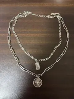 シルバー　2連チェーン　ネックレス