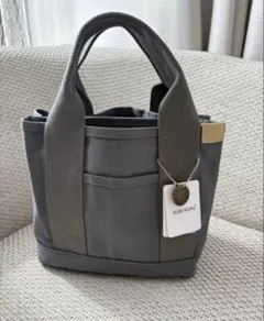 ミニトートバッグ 帆布 トートバッグ キャンバス 3つ仕切り ダークグレー