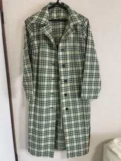 チェック柄　レインコート　ポンチョ　雨具　アウター　スプリングコート　レトロ