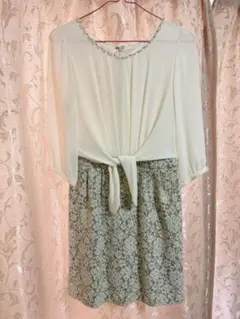 秋にぴったり☆MISCH MASCH＊ドッキング切替　七分袖ワンピース