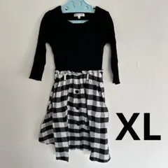 グローバルワーク　ワンピース　130㎝　ギンガムチェック　黒　切り替え