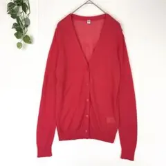 UNIQLO ライトVネックカーディガン 長袖 レッド L ユニクロ 透け感