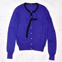 美品 Paul Smith Black ウール シルク リボン カーディガン