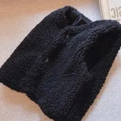 韓国風　ふわふわボアベスト　ブラック　130㎝　キッズ服