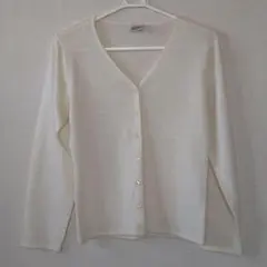 レディース　長袖カーディガン　ホワイト　Ｌサイズ