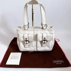 極美品✨コーチ ハンプトンズ 本革 レザー トートバッグ ホワイト 8A09