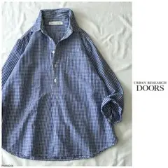 ◯アーバンリサーチ【洗える】麻 混 ギンガムチェック シャツ プルオーバー