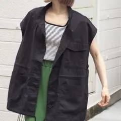 tiptop ミリタリーベスト　Fサイズ　黒のサムネイル