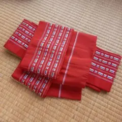 【MIKA】琉球舞踊　小道具　ミンサー柄 花織　赤ティーサージ 帯 セット 琉球舞踊 小道具 ミンサー柄 花織 赤ティーサージ - メルカリ