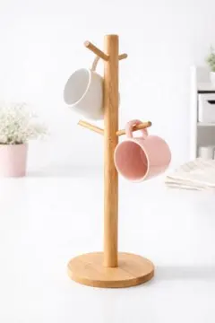 木製 マグカップツリー 高さ35cm カップホルダー 北欧風 ナチュラ