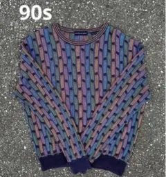 90s Northern Isles 3Dニット COOGI風 総柄ニット L