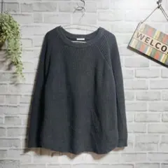 GU コットンブレンドラウンドヘムセーター 美品 ゆったり 無地 大人可愛い M