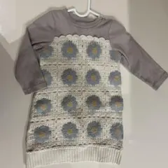 petitmain お花ニットTドッキングワンピース 90