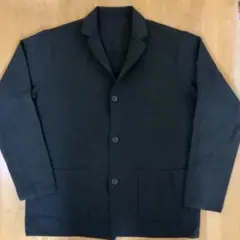 無印良品「紳士 洗えるミラノリブ編みジャケット」XL 黒色