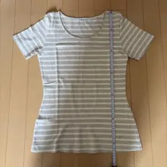 MELROSE 半袖ボーダーTシャツ ベージュのサムネイル