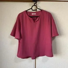 Vネックブラウス 半袖 ゆったりシルエット　GLACIER