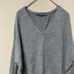スローブイエナ　ドルマンスリーブニット(F)シンプルグレー無地　Ｖネックゆったり