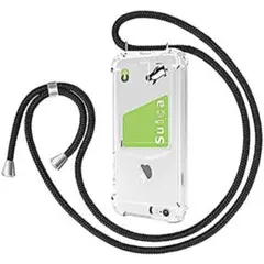 iPhone 6 6S ケース ストラップ付き カード収納 財布型 透明 TPU