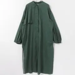 KBF+ アーバンリサーチ シアーリネンスリットスリーブシャツガウン グリーン