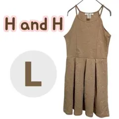 H and H 花柄ノースリーブワンピース 〖L〗 ベージュ ミニワンピース