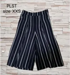 レディース ボトムス ワイドパンツ ひざ丈 ストライプ ネイビー XXS 春夏