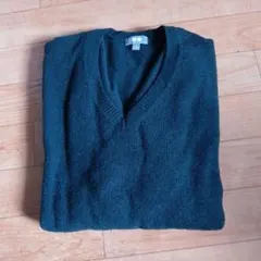 ダークグリーン Vネック セーター L