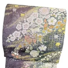 袋帯 本金箔 プラチナ箔 辻ヶ花 うさぎ 花模様 金糸 着物 052b - メルカリ