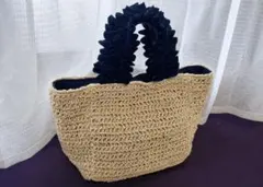 CACHELLIE 　カシェリエ カゴバッグ　フリルハンドル　ネイビーのサムネイル