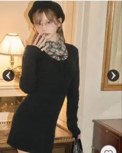 ミシェルマカロン シャツレイヤード風ニットワンピース XS タグ付き