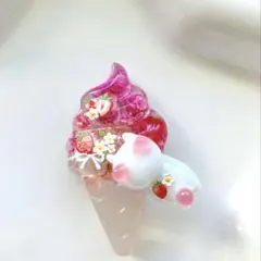 再販△】レジン ヘアゴム ソフトクリーム 猫ちゃん 海◡̈♥︎ミント