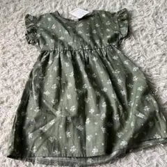 西松屋購入新品花柄 ワンピース モスグリーン 90cm