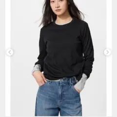 UNIQLO　スムースストレッチコットンクルーネックT　ブラック　XL