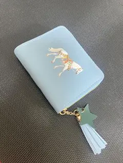 水色 馬のイラスト 二つ折り財布