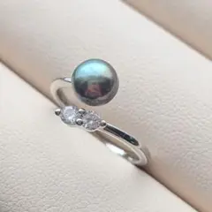 パールリング　指輪　淡水真珠　ジルコニア　冠婚葬祭　デイリー　フリー　新品