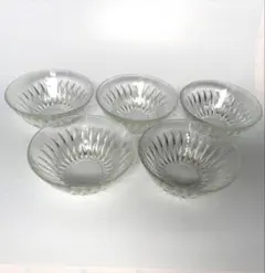 昭和のカット模様のガラス小鉢5点セット