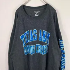 USA古着 champion チャンピオン カレッジ ロンT グレー XL