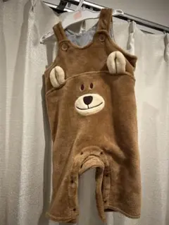 クマ刺繍フリースロンパース 80