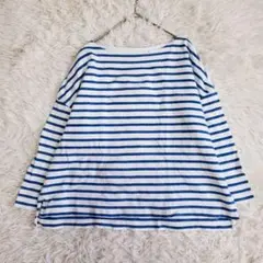 ムジルシリョウヒン 七分袖 カットソー ボーダー（M L）青 白 マリン