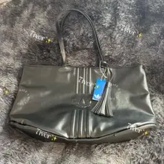 adidas Originals フェイクレザー トートバッグ タッセル付 黒