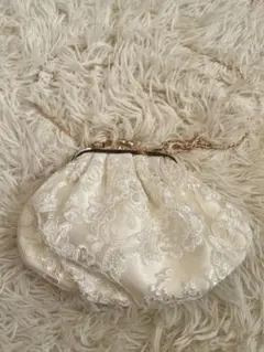 アイボリー サテン レース パーティーバッグ