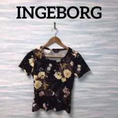 【INGEBORG 】花柄 半袖カットソー ブラック　イエロー　ブラウン　日本製のサムネイル